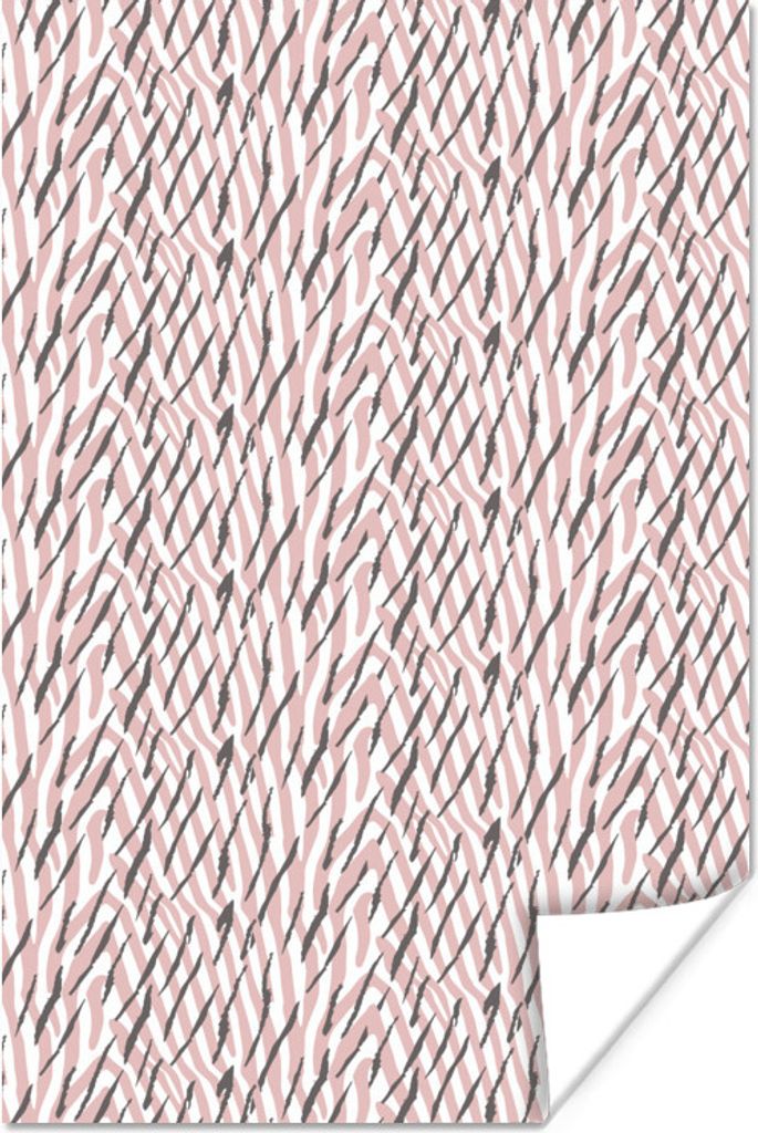 MuchoWow Poster Druck - Zebra - Rosa - Grau 80x120 cm - Papierdruck