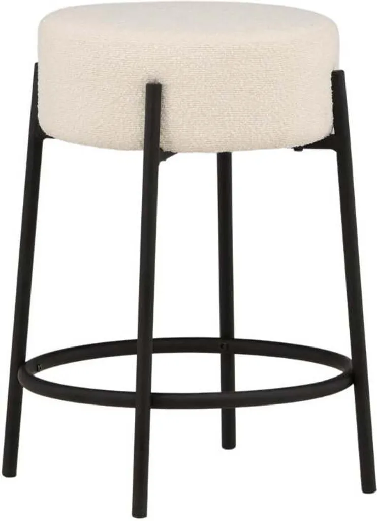 Tabouret de bar Tucson 50cm FURNLUX blanc noir en métal et simili cuir