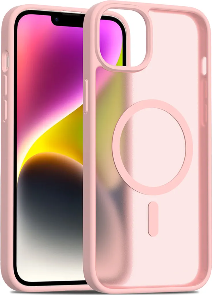Custodia iPhone 14 Plus Rosa MagSafe Trasparente Opaca Anti-Urto