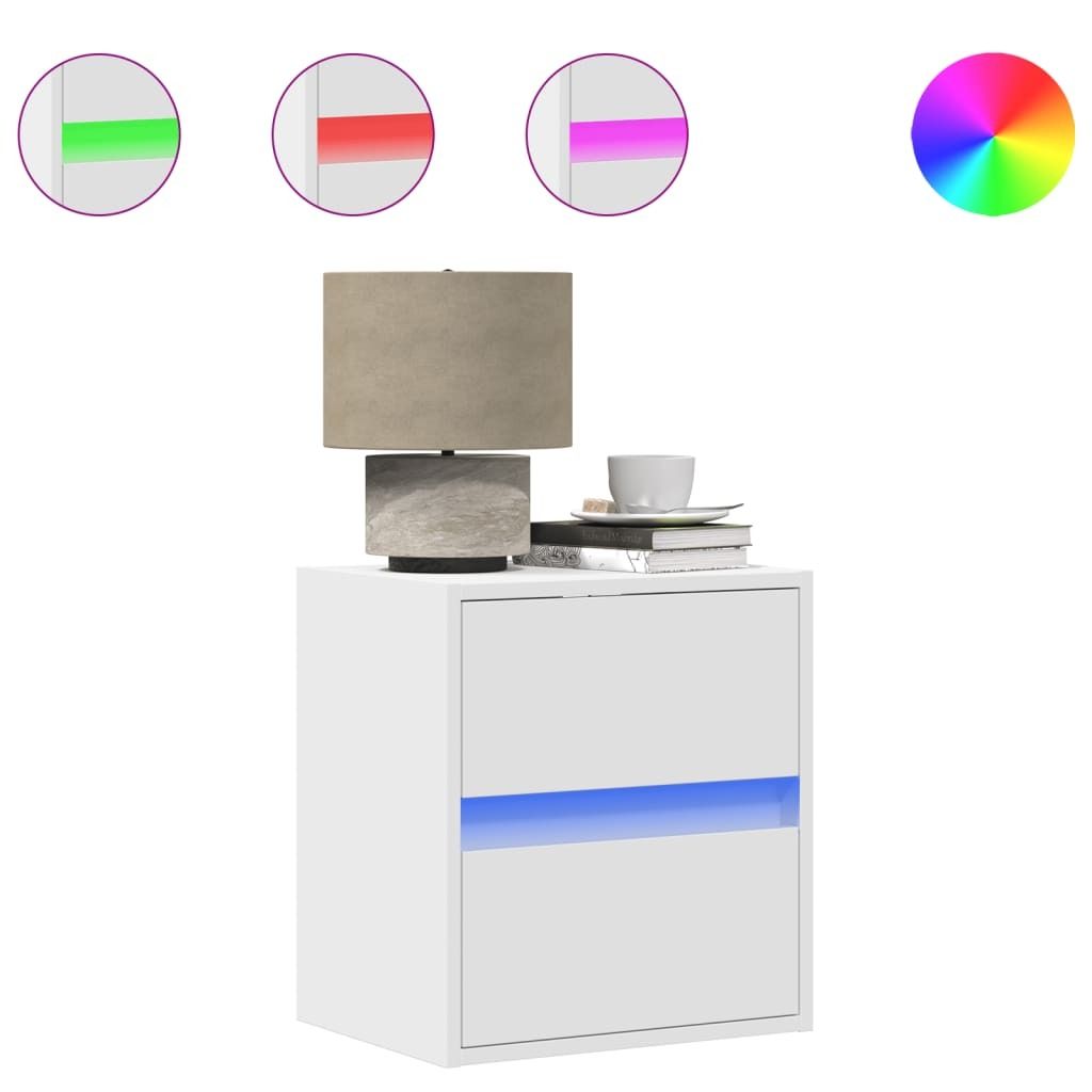 SYFAX Wand-Nachttische mit LED-Leuchten 2 Stk. Weiß