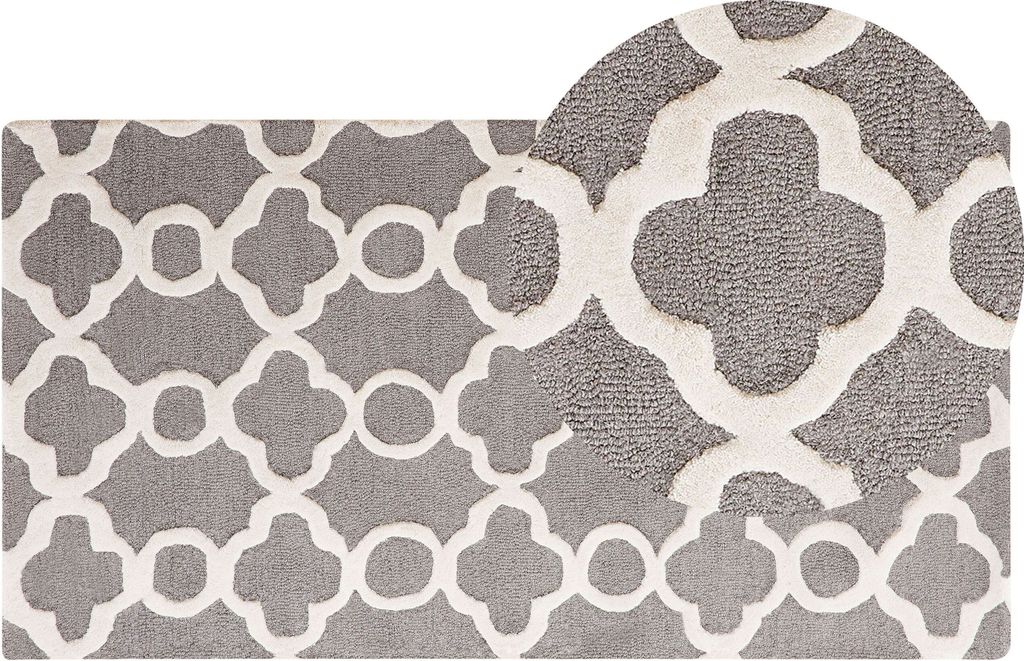 BELIANI Teppich Grau 80 x 150 cm Mit marokkanisches Muster Handgetuftet in rechteckiger Form Klassisch