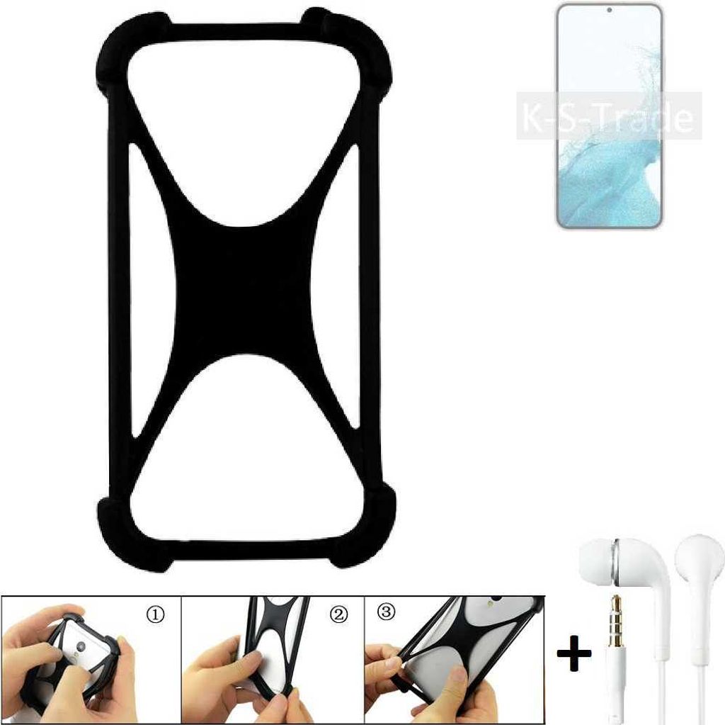 K-S-Trade Handy-Hülle + headphones kompatibel mit Samsung Galaxy S22+ Exynos Schutz-Hülle Bumper Silikon Cover Case Silikoncase Silikonbumper TPU