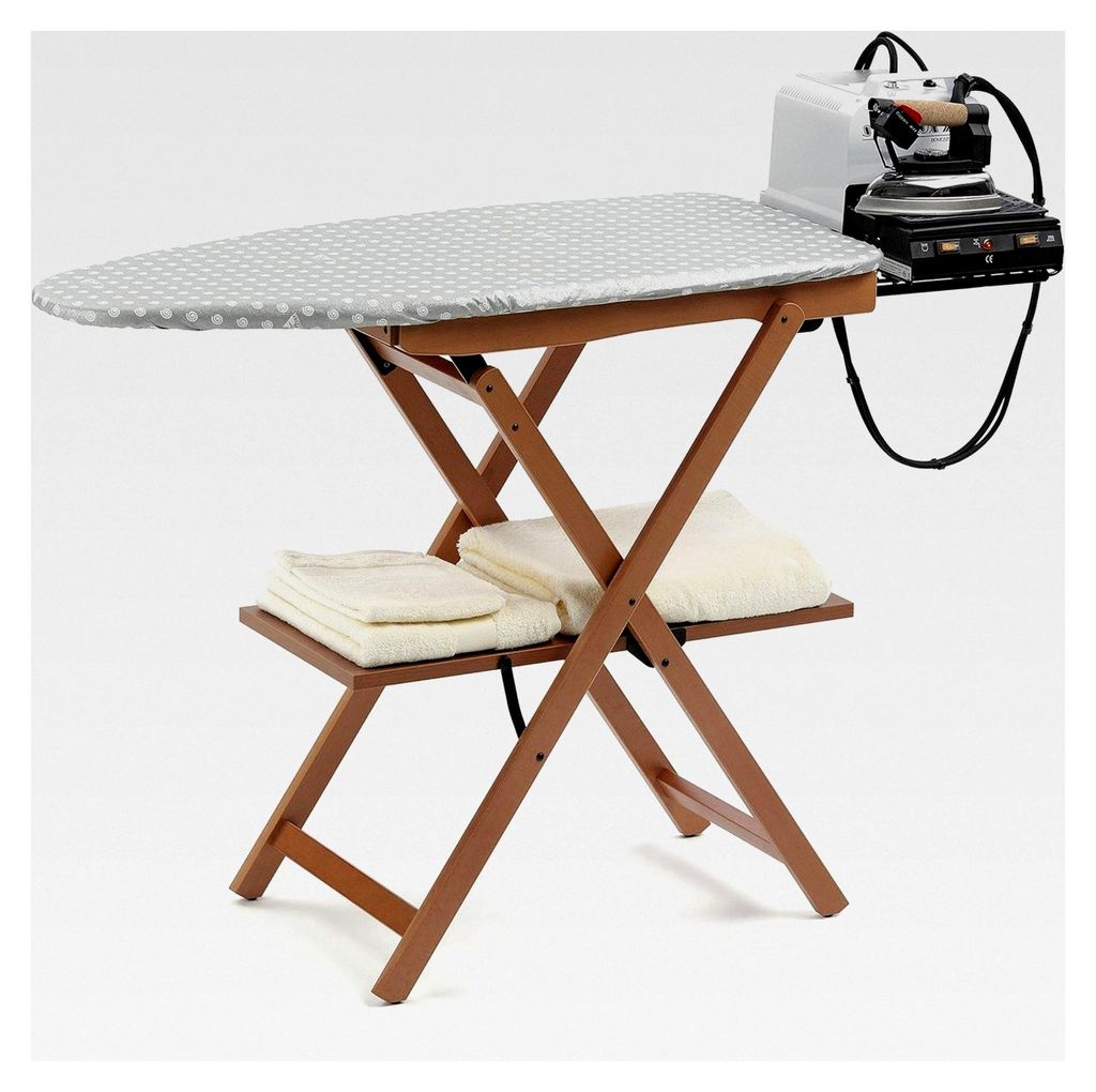 Klappbarer Bügeltisch, Buche massiv, kirschbaumfarbig, Nicht höhenverstellbar, 135 x 45 x h87 cm