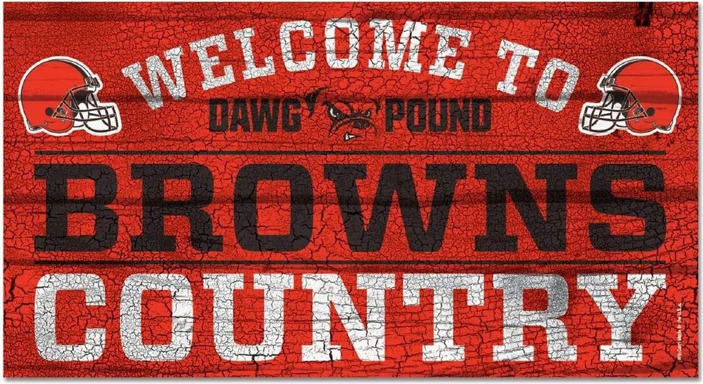 NFL Cleveland Browns Welcome to Country Wood Sign Holzschild Holz 61x33cm