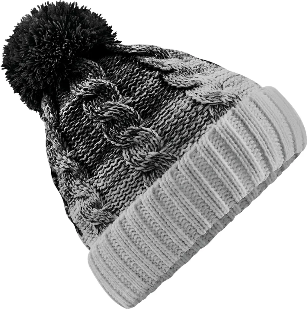 Beechfield Berretto Unisex BC5383 Nero e Grigio | Beanie Vintage Invernale