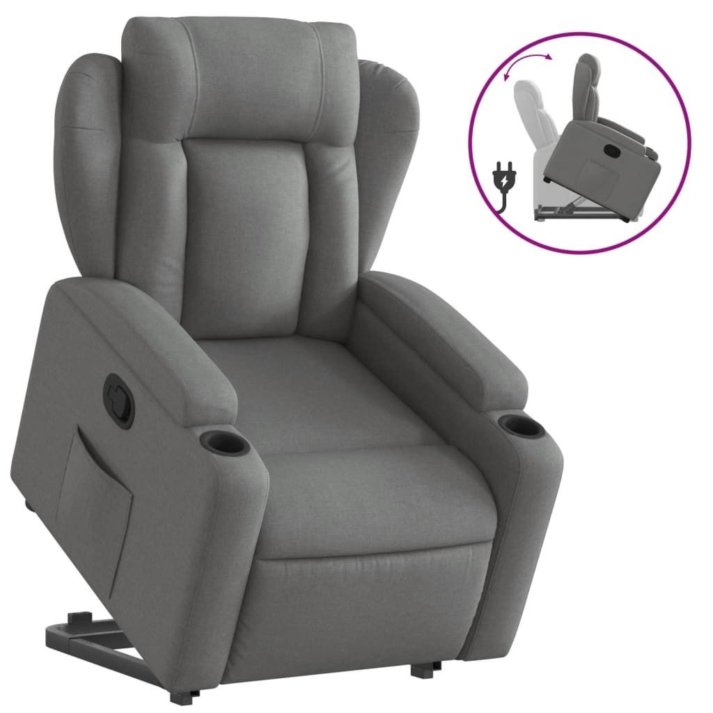 vidaXL Relaxsessel mit Aufstehhilfe Dunkelgrau Stoff Produktbild 