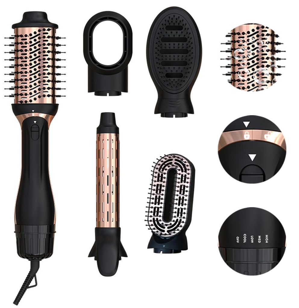 OKWISH Haarbürsten, 5-in-1 Heißluftbürste, Multifunktionale Stylingbürste für Haar, Locken, Glättung und Volumen, Ideal für den schnellen Ha...