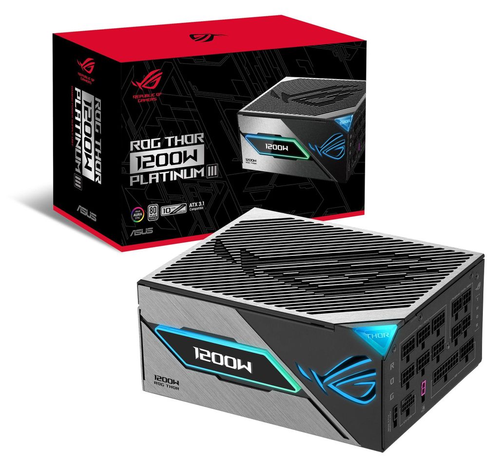 ASUS ROG -THOR-1200P3-GAMING, 1200 W, 100 - 240 V, Aktiv, Produktbild 