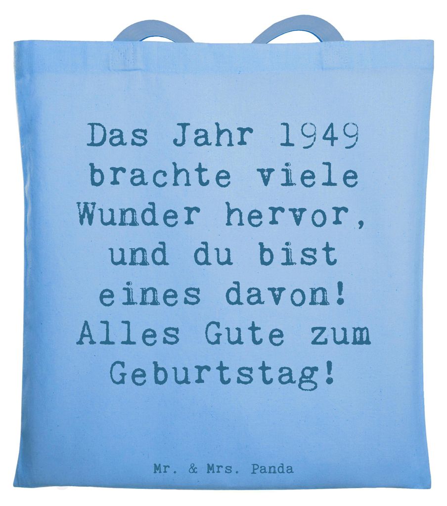 Mr. & Mrs. Panda Tote Bag Spruch 1949 Geburtstag Wunder - Sky Blue - Geschenk, Shopping Tasche, totebag, Geschenkidee, Glückwunsch, Einkaufstasche...