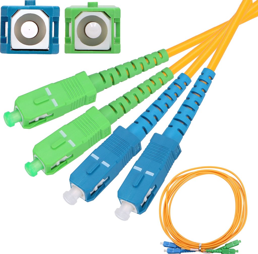 Extralink SC/APC-SC/UPC Patchkabel Patchcord Glasfaserkabel Kabel Einzelmodus, Duplex, G652D, 3 mm, 15 m