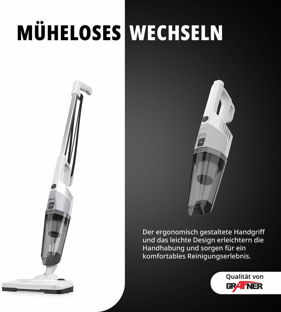 Grafner 2in1 Turbo Stielsauger, Zyklon Technologie, Produktbild 2