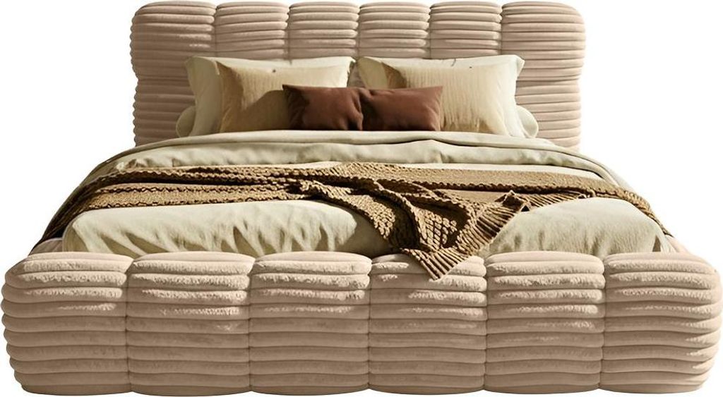 FEDVE Polsterbett Wea mit Cordbezug 160x200 cm, Taupe