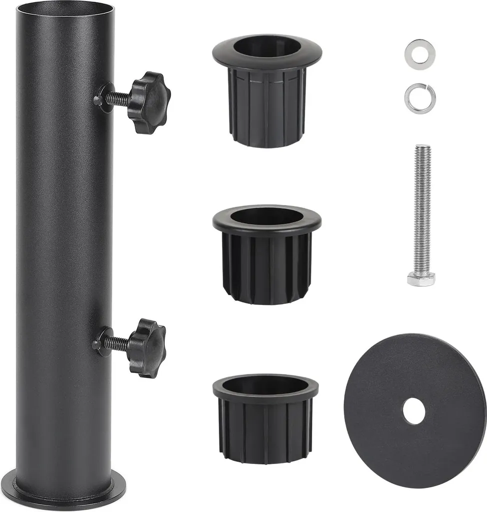Support pour parasol réglable avec adaptateurs PVC anti-rayures noir