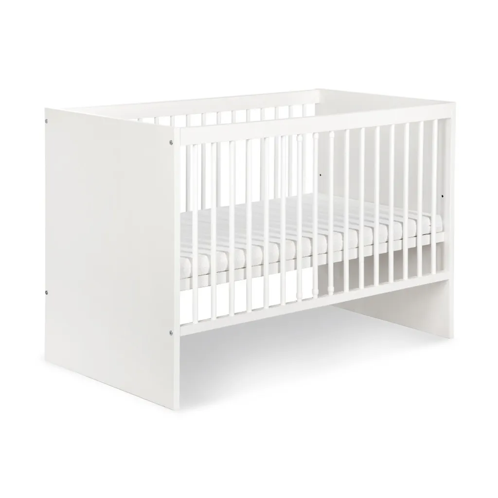 Lit enfant 60x120 AGIRA blanc - Lit bébé barreaux bois - Couchage 60x120