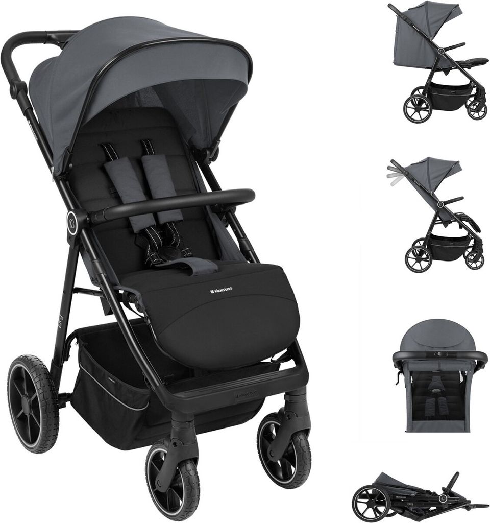 Kikkaboo Kinderwagen Lucy Gurt Rückenlehne verstellbar Federung Hinterradbremse grau