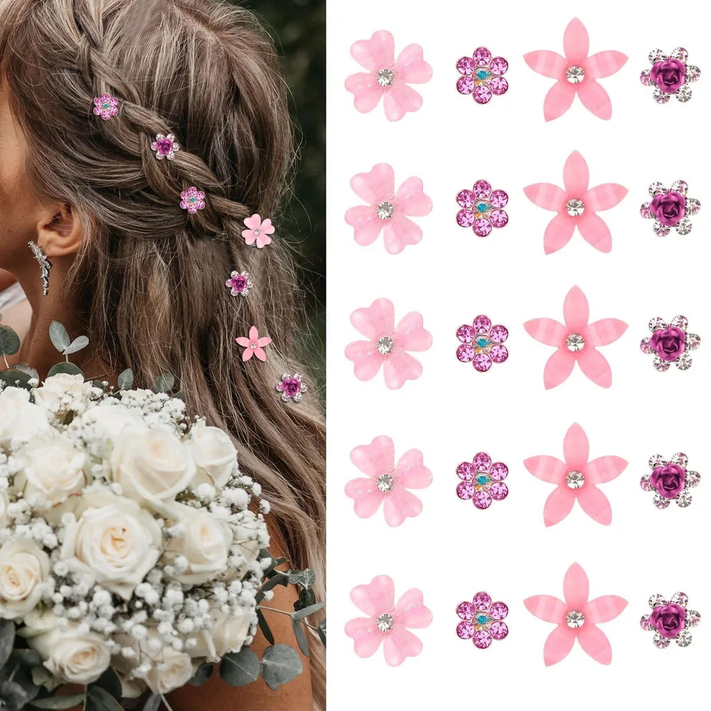 20 épingles à cheveux de mariée fleurs blanches pour chignon chic