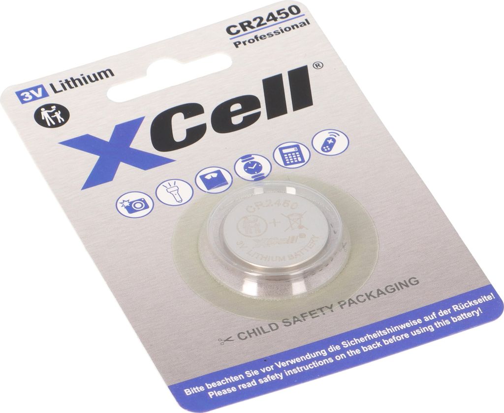 10x XCell CR2450 Lithium-Knopfzelle 3V – 1er Blister