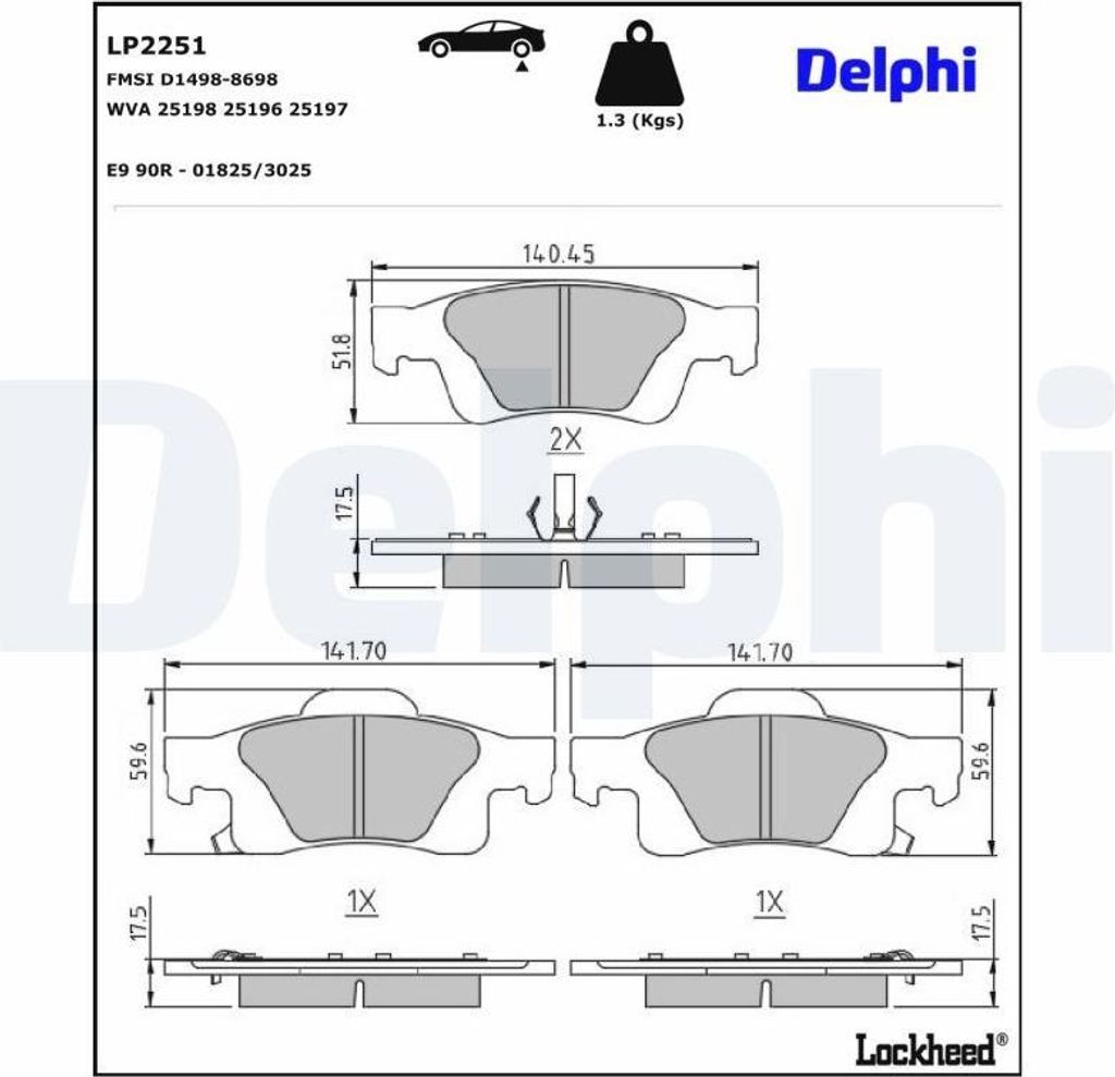 DELPHI Bremsbeläge Satz Hinten Bremsklötze für JEEP GRAND Produktbild 
