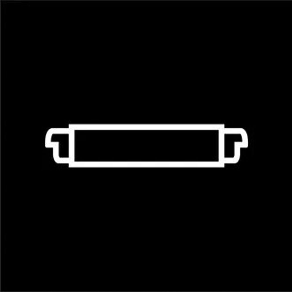A white outline of a toner cartridge is centered on a black background.
