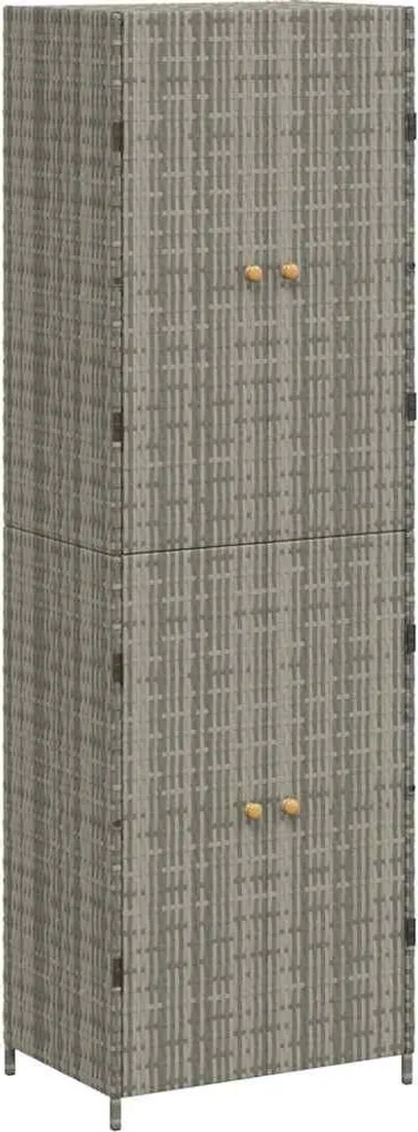 Armoire de jardin en poly rotin gris 59 cm avec étagères de rangement