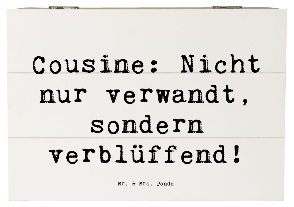 Mr. & Mrs. Panda fotokiste Spruch Cousine Wunder 22 x 15 cm - Weiß - Geschenk, Truhe, schatztruhe, Familienmitglieder, Dankeschön, Familie, Kiste...