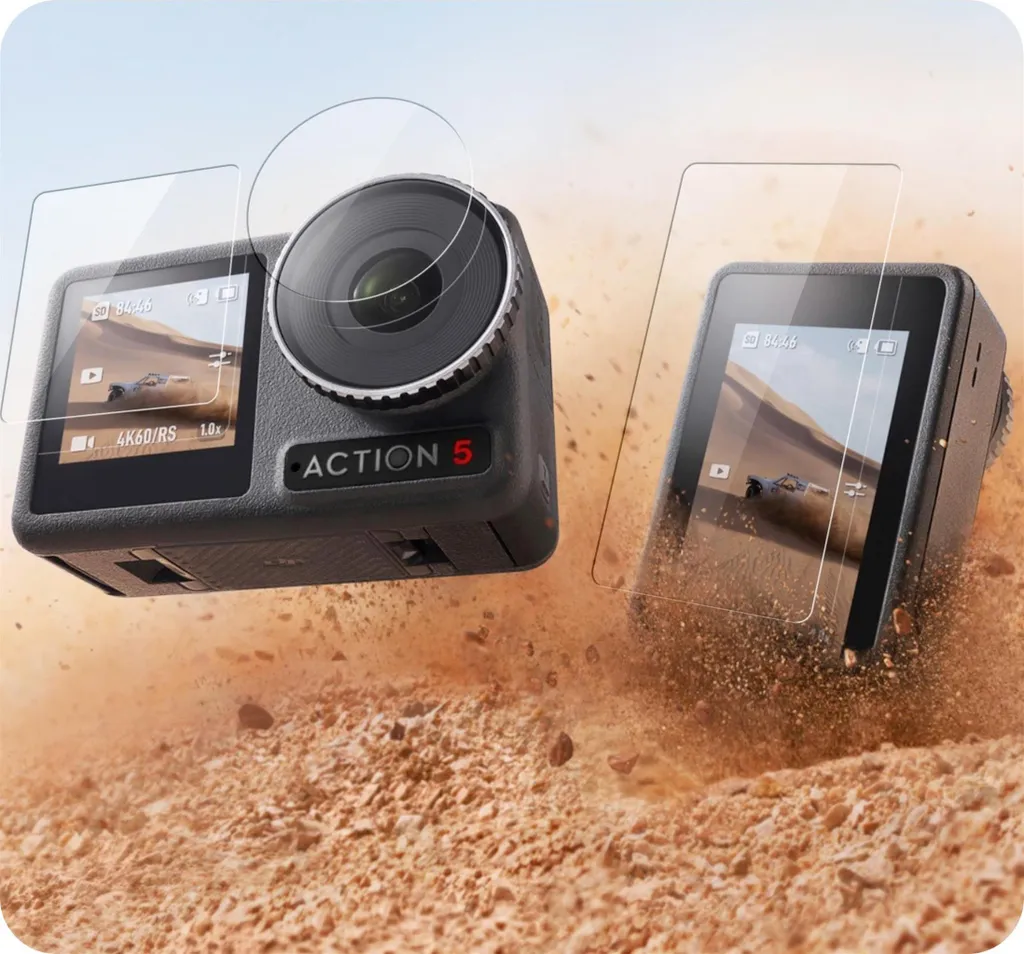 Kit Protezione DJI Osmo Action 5 Pro | Vetro Temperato 9H e Idrofobico