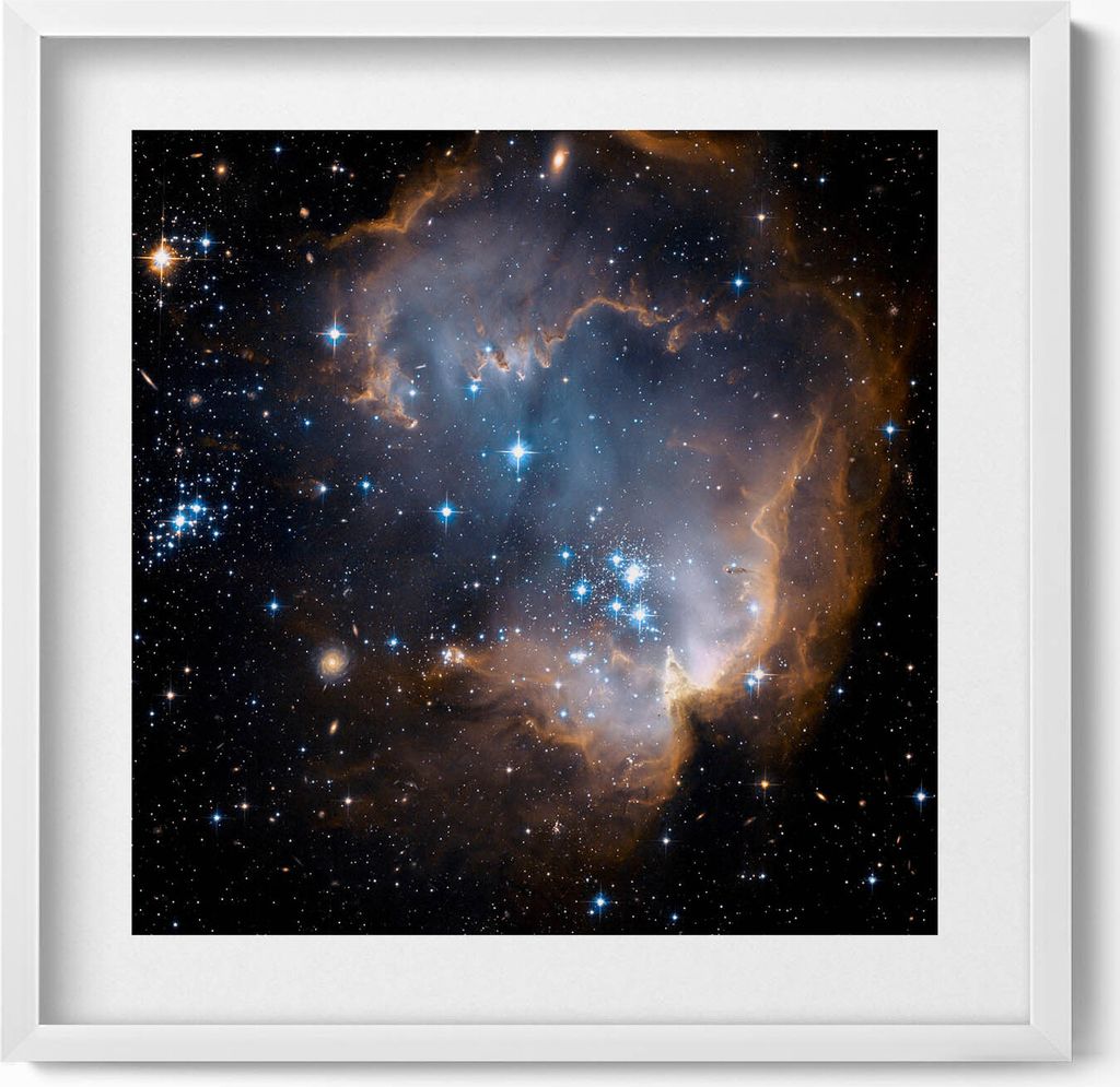 NASA-Foto Weltraum und Sterne– Wandbild mit Rahmen – Gerahmtes Bild – Wanddekoration – 50x50 cm – Weiß Rahmen