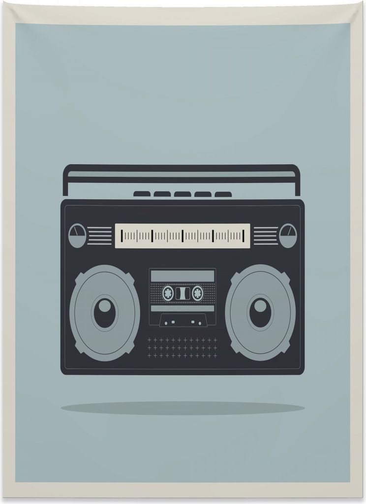 Abakuhaus HipHop Wandteppich, 1980er Jahre Boombox Bild aus Weiches Mikrofaser Stoff Kein Verblassen Klare Farben Waschbar, 110 x 150 cm, Mehrfarbig