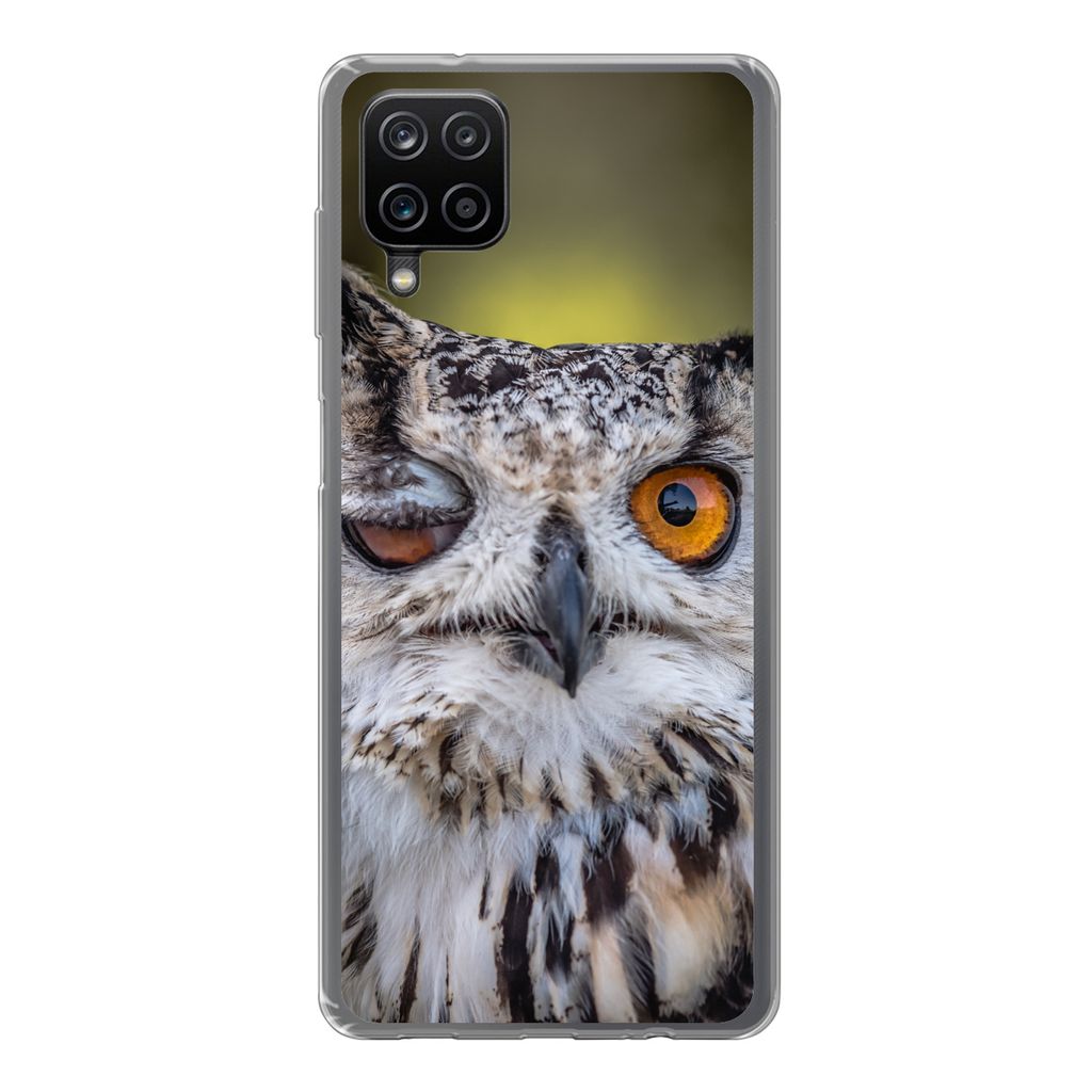 MuchoWow Handyhülle Schutzhülle Hülle für Samsung Galaxy A12 Eule - Auge - Orange Silikon Softcase Handy Hülle - Bild