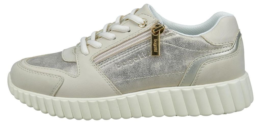 bugatti Damen Sandaletten, Frauen Sandalen,Sommersandalen,bequem,flach,Sommerschuhe,Freizeitschuhe,offene Schuhe,beige/Metallics (5290),38 EU/EU UK
