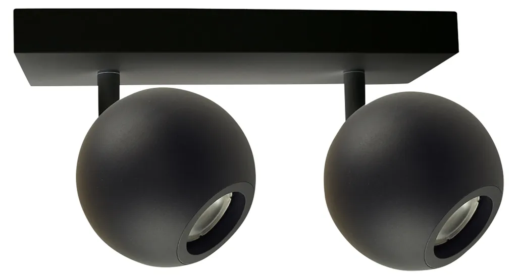 Plafonnier Salon et Couloir Noir GLOBE 2 Lumières GU10 Éclairage Intérieur