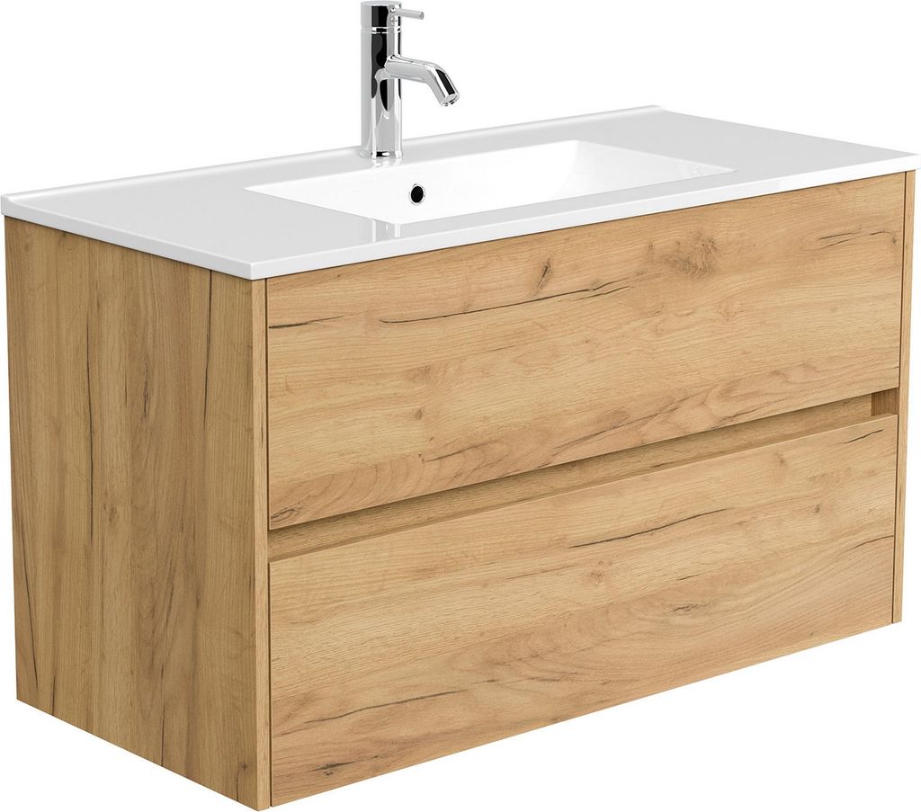 Badmöbel Waschplatz "Limes 100 cm" Eiche Gold Produktbild 