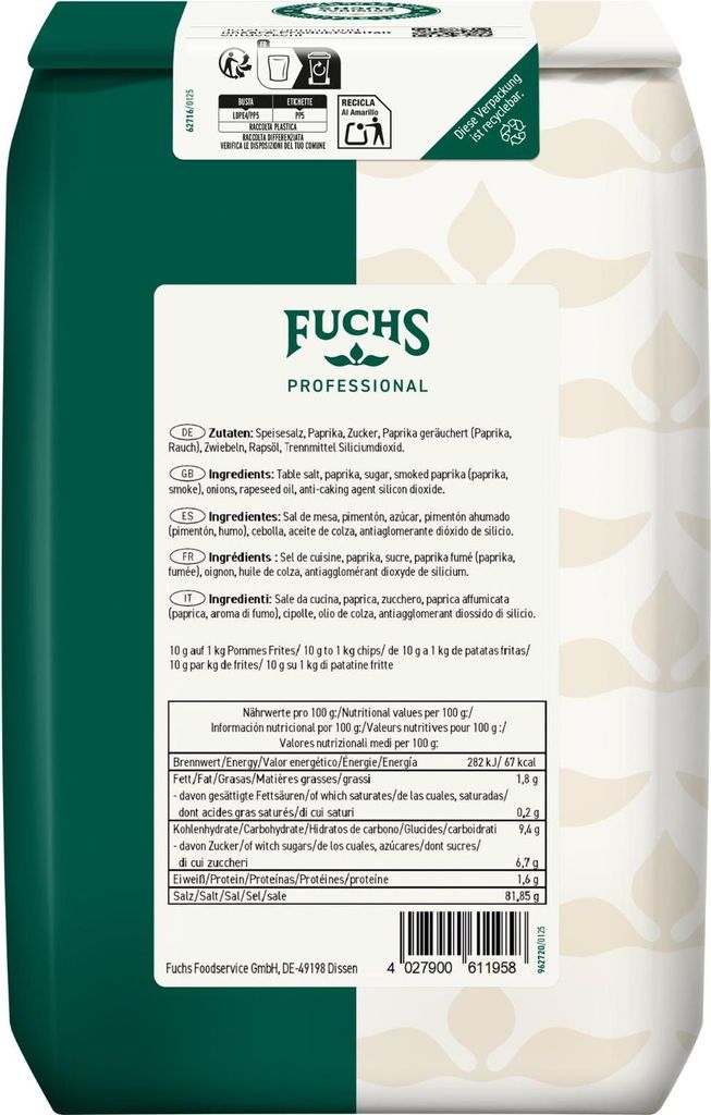 Fuchs 6653030007 Fuchs  Pommes-Frites-Salz Gewürzmischung, Imagen del producto 