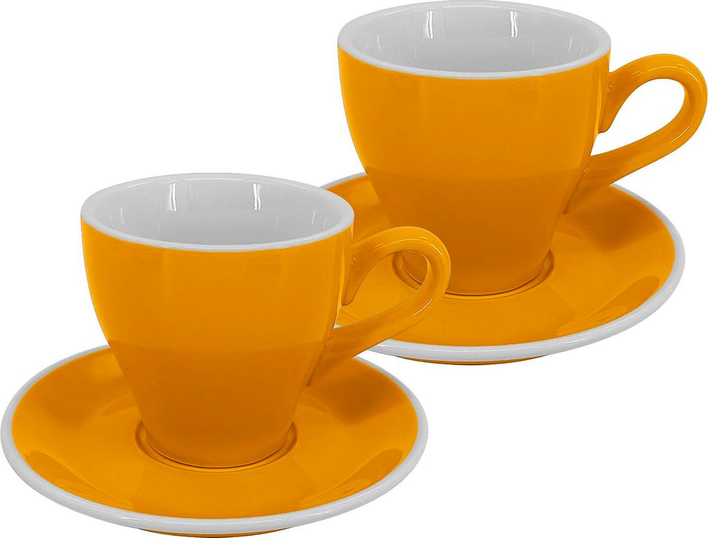 2er Set - Latte Tasse und Untertasse Milano, 220 ml, gelb