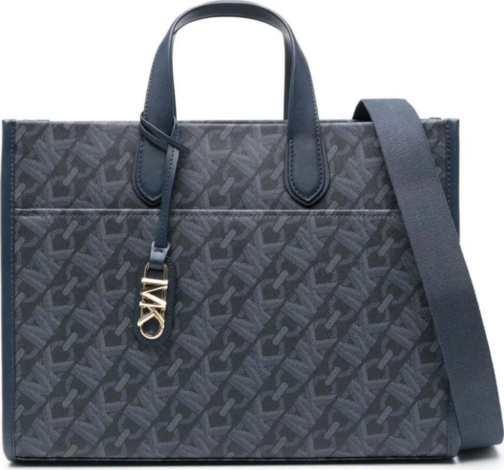Sac fourre-tout Michael Kors bleu marine en toile logotée haute qualité