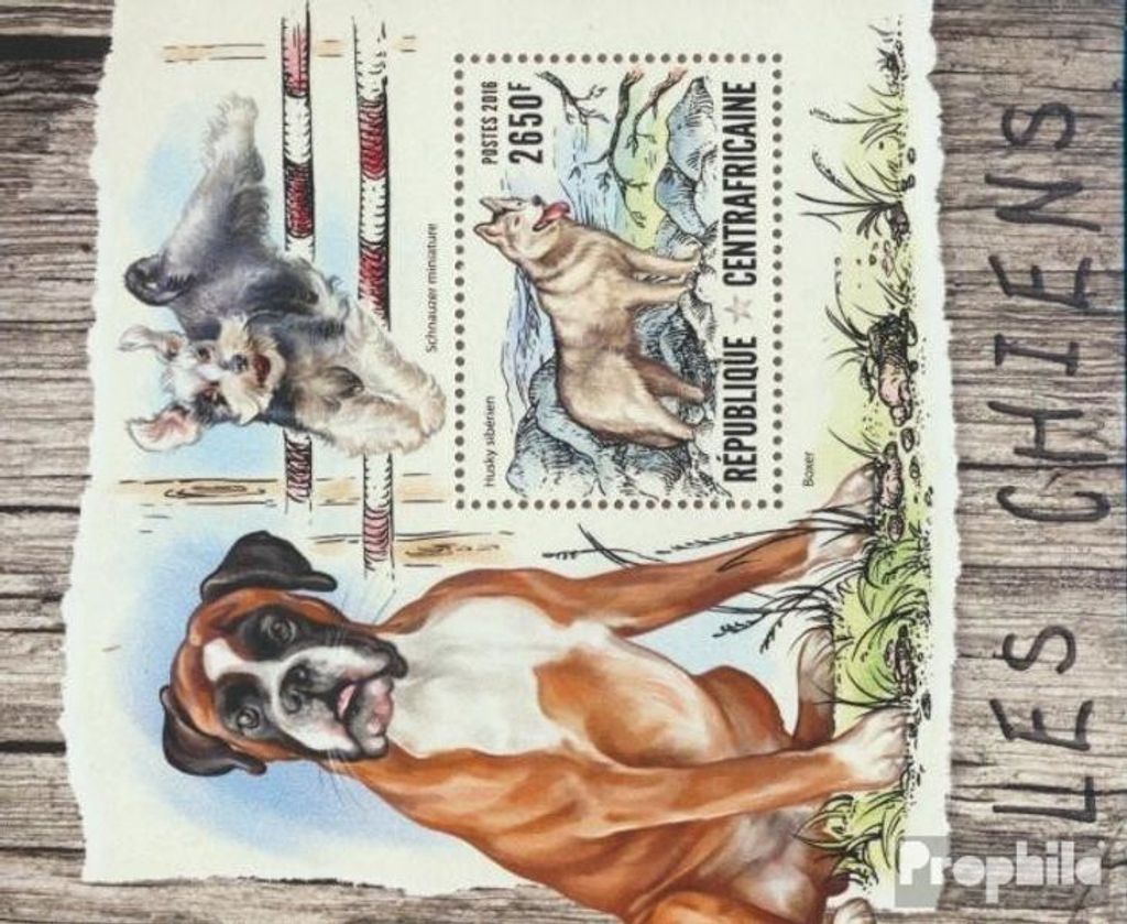 Briefmarken Zentralafrikanische Republik 2016 Mi Block 1472 (kompl. Ausgabe) postfrisch Hunde
