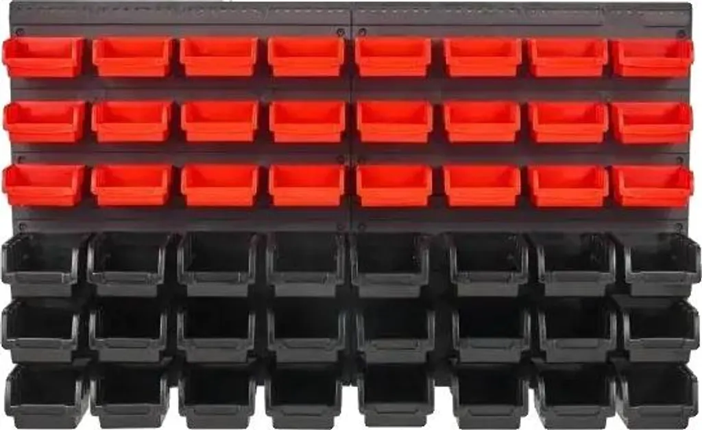 Système de Stockage Mural 48 Pièces avec Bacs Empilables pour Outillage