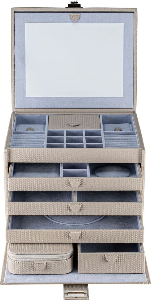 Coffret à Bijoux WINDROSE Corbello Taupe - Rangement Bijoux avec Miroir - 2