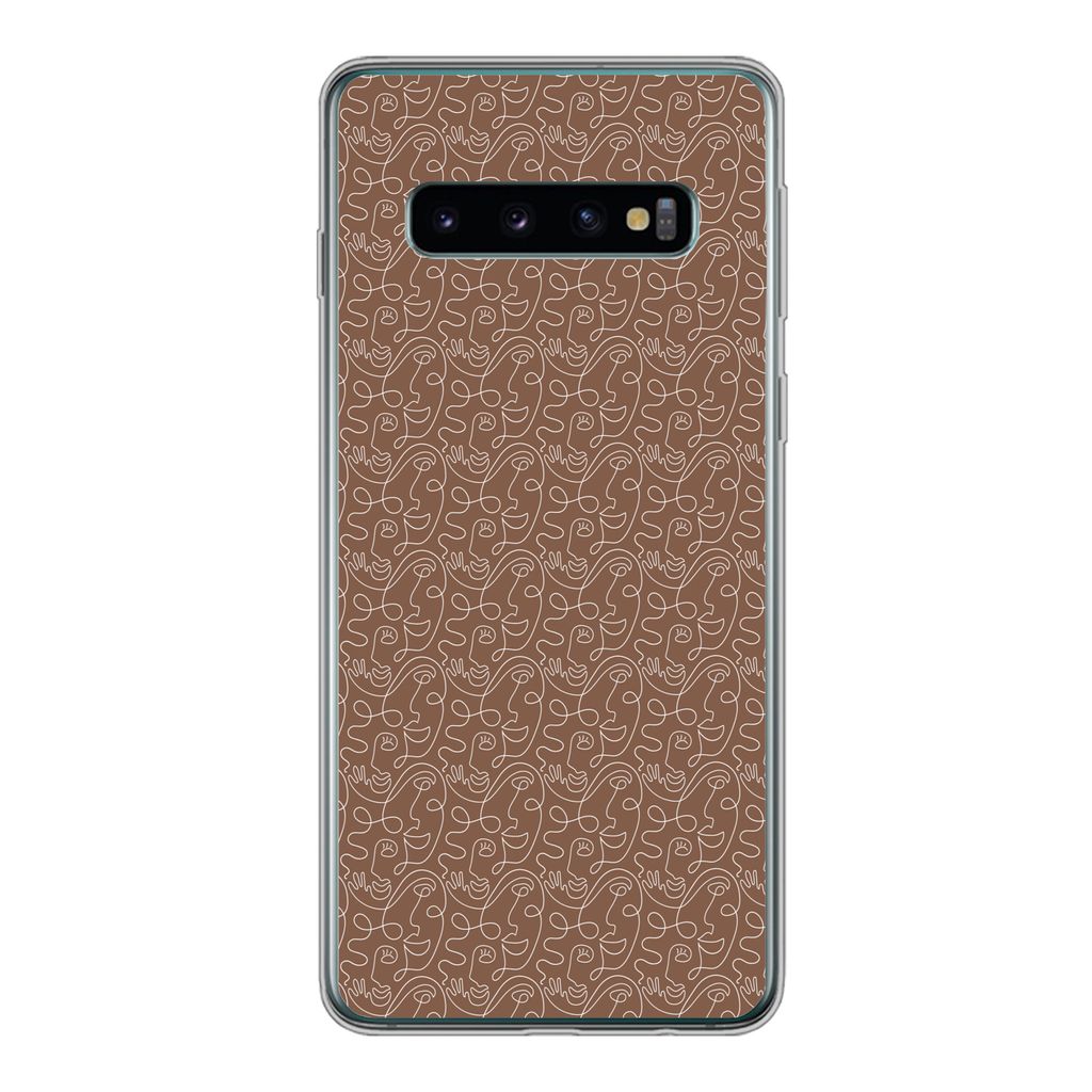 MuchoWow Handyhülle Schutzhülle Hülle für Samsung Galaxy S10 Gesicht - Muster - Abstrakt Silikon Softcase Handy Hülle - Handytasche