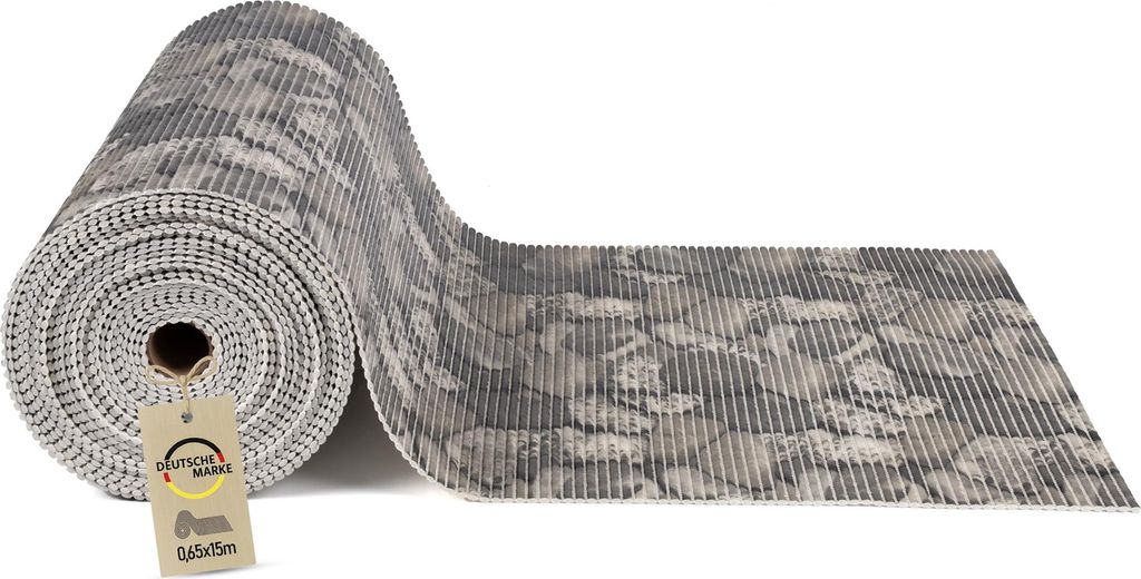 Bodenmatte Rolle 0,65x15m Grau (Steine) PVC, rutschfeste Produktbild 