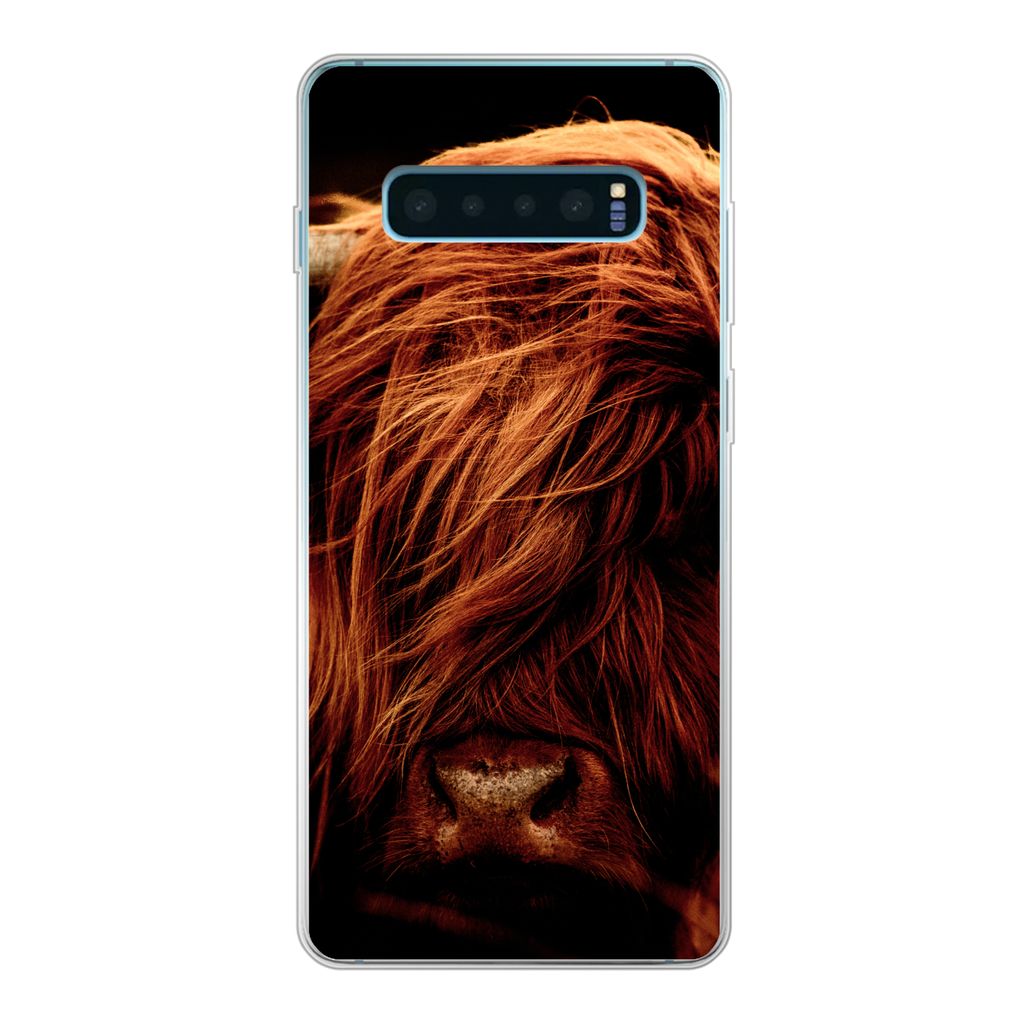 MuchoWow Handyhülle Schutzhülle Hülle für Samsung Galaxy S10 Lite Schottischer Highlander - Kuh - Hörner - Porträt - Tiere Silikon Softcase...