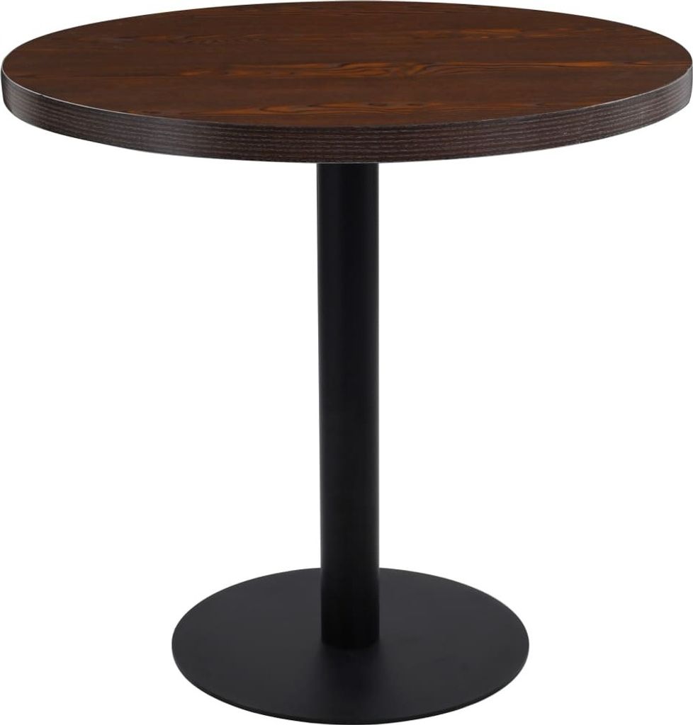 Bistrotisch FLORI rund Dunkelbraun/Schwarz 80 cm MDF | Esstisch kleiner Tisch Cafe Gartentisch Balkontisch Outdoortisch