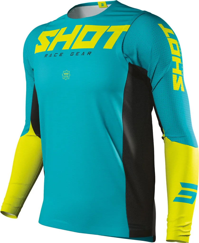 Maillot motocross turquoise XL Shot Aerolite Airflow pour compétition
