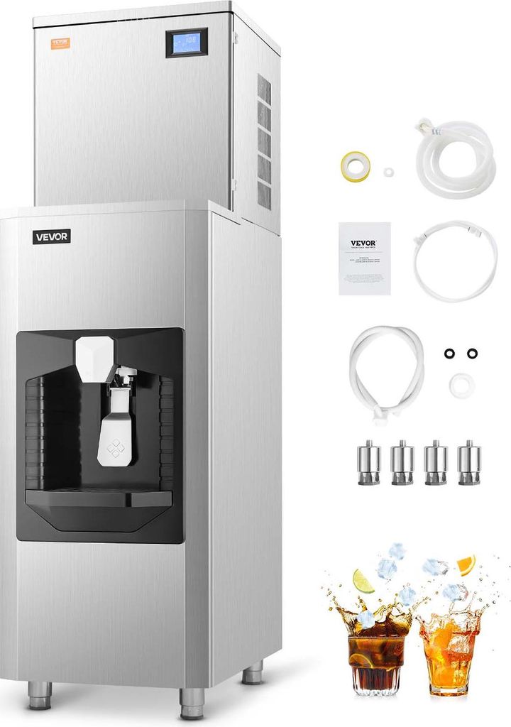 VEVOR gewerblicher Eisbereiter 163 kg/Tag, großer Eisvorratsbehälter mit 80 kg und automatischer Eisausgabe (9 kg/Min.), selbstreinigende Eismasc...
