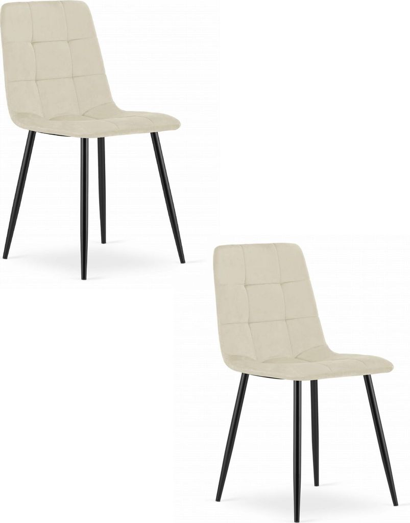 KARA Stuhl - beige Samt / schwarze Beine x 2