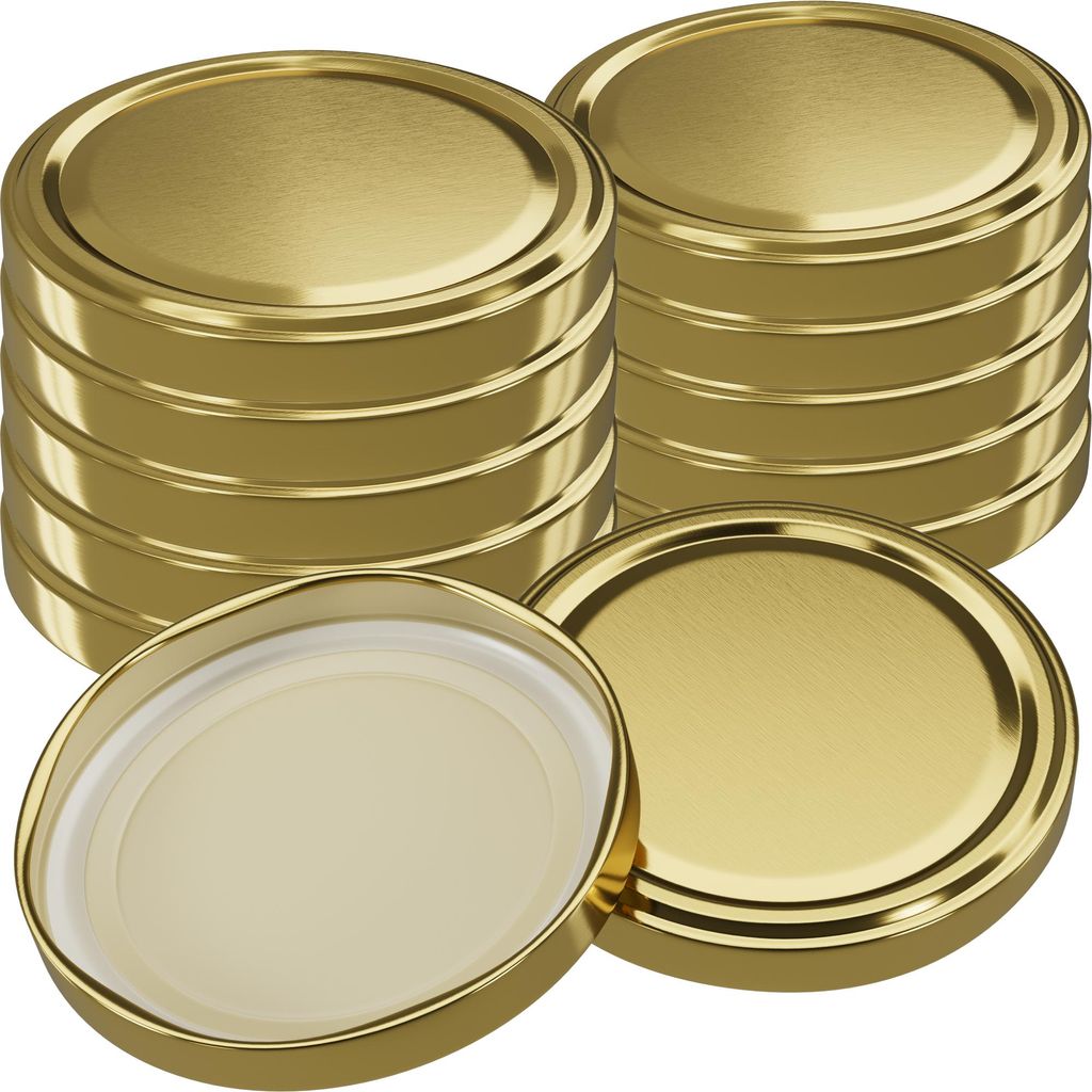 WELLGRO 50x Einmachdeckel TO82 - gold - Twist-Off-Deckel Produktbild 