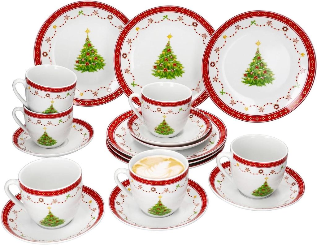 Koffieservies 18-delig - Porseleinen servies - Feestelijke Productafbeelding 