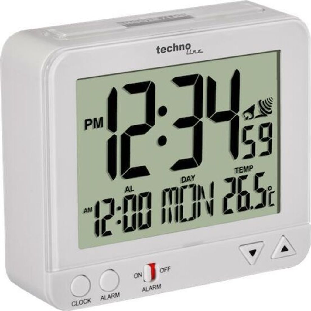 Technoline WT 195, Digitálny budík, Biela, LCD, AA, 96 mm, Obrázok produktu 