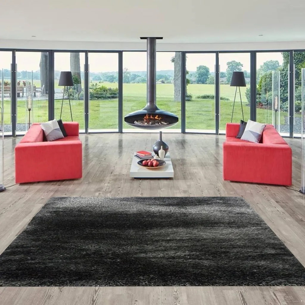 Tapis Moelleux Seven Soft 7901 Gris et Noir - Texture Douce 200 x 290 cm