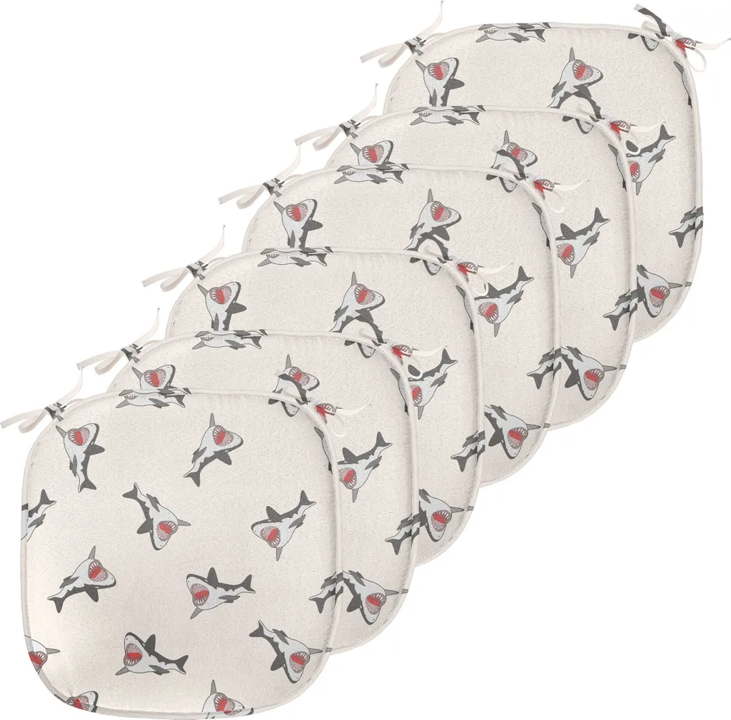 Galettes de chaise imperméables 40x40 cm Lot de 6 Poissons Gris Rouge